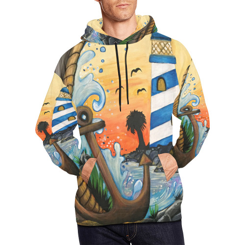 Lighthouse View All Over Print Hoodie for Men (USA Size) (Model H13)