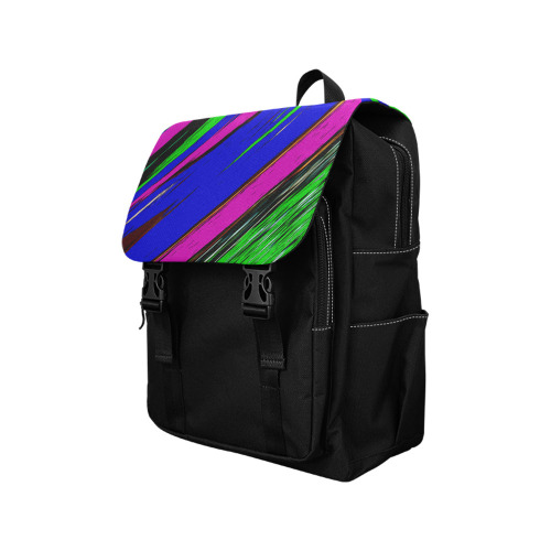 Diagonal Green Blue Purple And Black Abstract Art Casual Shoulders Backpack (Model 1623)