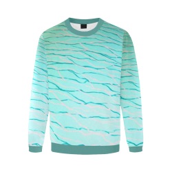 Aquamarine Blue- dark aqua collar & cuff Men's Oversized Fleece Crew Sweatshirt (Model H18)