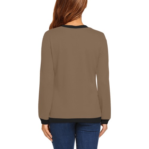 brown All Over Print Crewneck Sweatshirt for Women (Model H18)