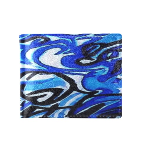 Blue Abstract Bifold Wallet with Coin Pocket (Model 1706)