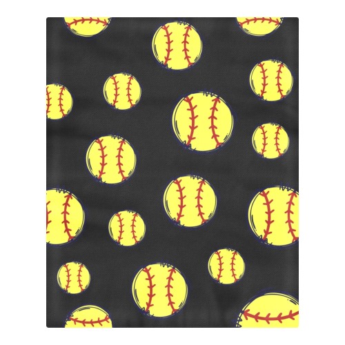 Softball Black background doodles 3-Piece Bedding Set