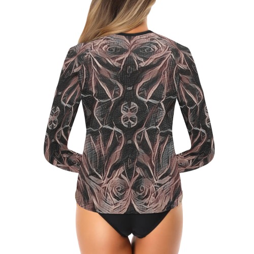 Dark Arts. Women's Long Sleeve Swim Shirt (Model S39)