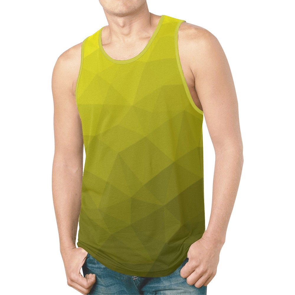 Yellow gradient geometric mesh pattern New All Over Print Tank Top for Men (Model T46)