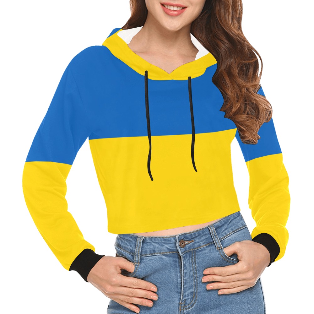 UKRAINE All Over Print Crop Hoodie for Women (Model H22)