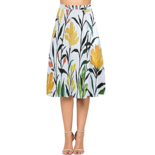 floral Mnemosyne Women's Crepe Skirt (Model D16)