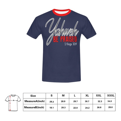 1 - Yahweh Be Praised Navy/Red T-Shirt Men All Over Print T-Shirt for Men (USA Size) (Model T40)