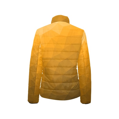 Orange gradient geometric mesh pattern Women's Stand Collar Padded Jacket (Model H41)