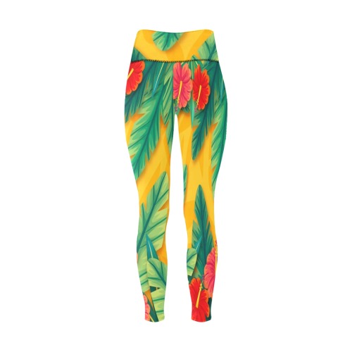 Tropical flowers hibiscus Collectable Fly Women's All Over Print High-Waisted Leggings (Model L36)