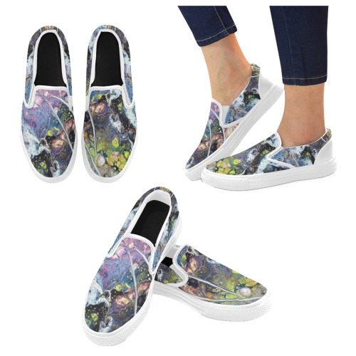 White Nebulae Women's Unusual Slip-on Canvas Shoes (Model 019)