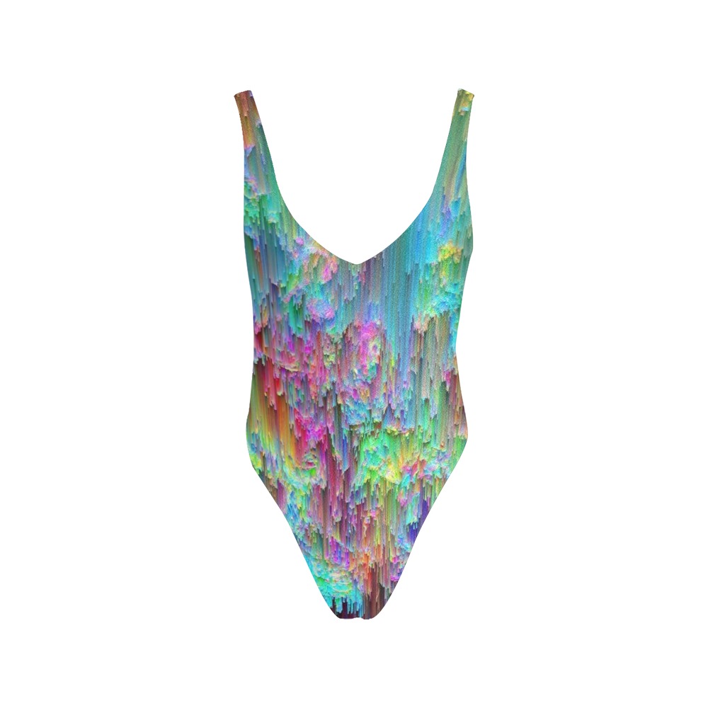 rainbow Sexy Low Back One-Piece Swimsuit (Model S09)