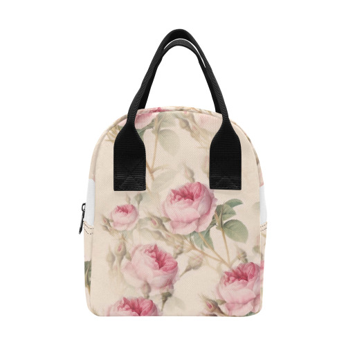 Vintage Pink Rose Garden Pattern Zipper Lunch Bag (Model 1689)