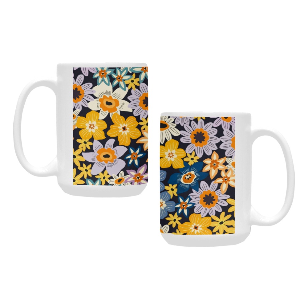 Lush wild flower garden dark Custom Ceramic Mug (15OZ)