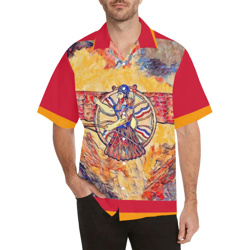 Alaha Ashur Artwork Hawaiian Shirt with Merged Design (Model T58)