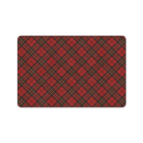 Red tartan plaid winter Christmas pattern holidays Doormat 24"x16" (Black Base)