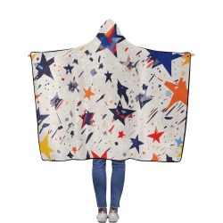 Contemporary art of colorful stars on beige. Flannel Hooded Blanket 50''x60''