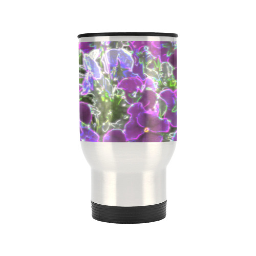 Field Of Purple Flowers 8420 Travel Mug (Silver) (14 Oz)