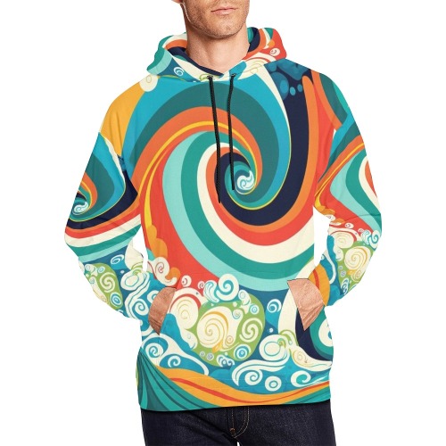 Colorful Ocean Waves All Over Print Hoodie for Men (USA Size) (Model H13)