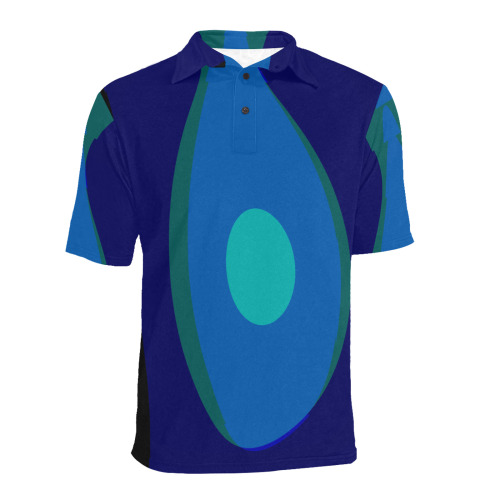 Dimensional Blue Abstract 915 Men's All Over Print Polo Shirt (Model T55)