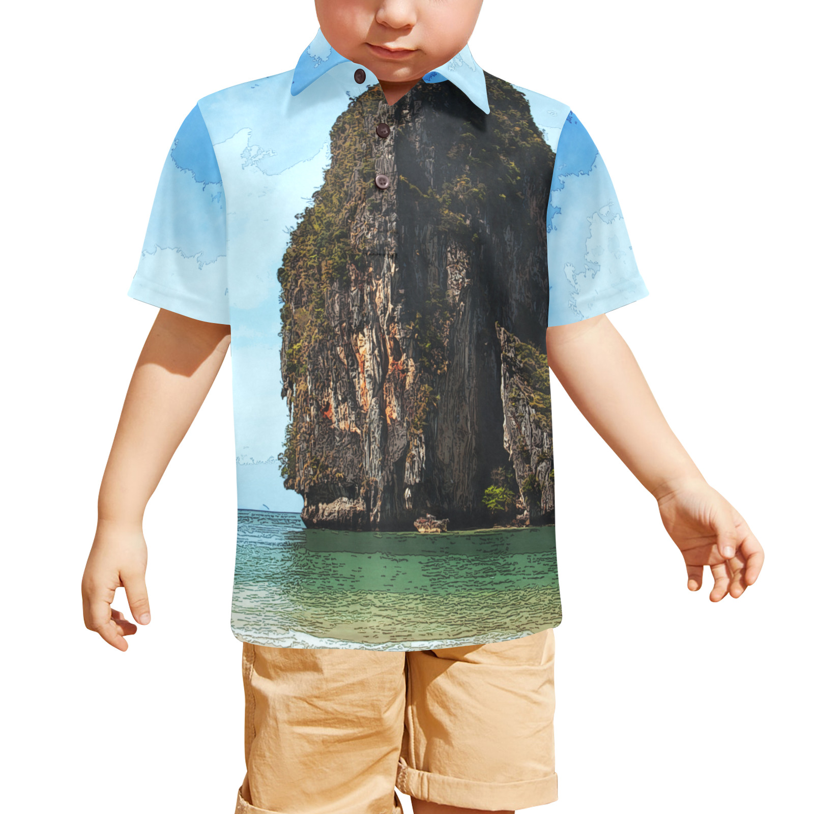 Phra-Nang Krabi Thailand Little Boys' All Over Print Polo Shirt (Model T55)