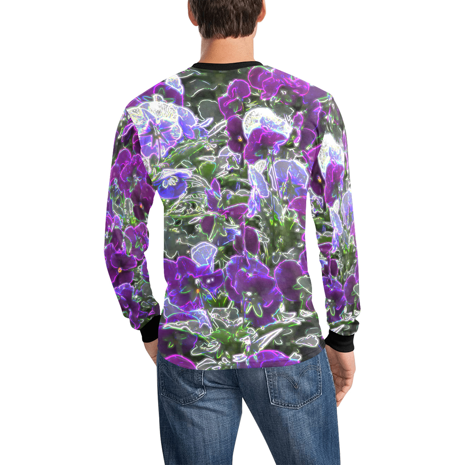 Field Of Purple Flowers 8420 Men's All Over Print Long Sleeve T-shirt (Model T51)