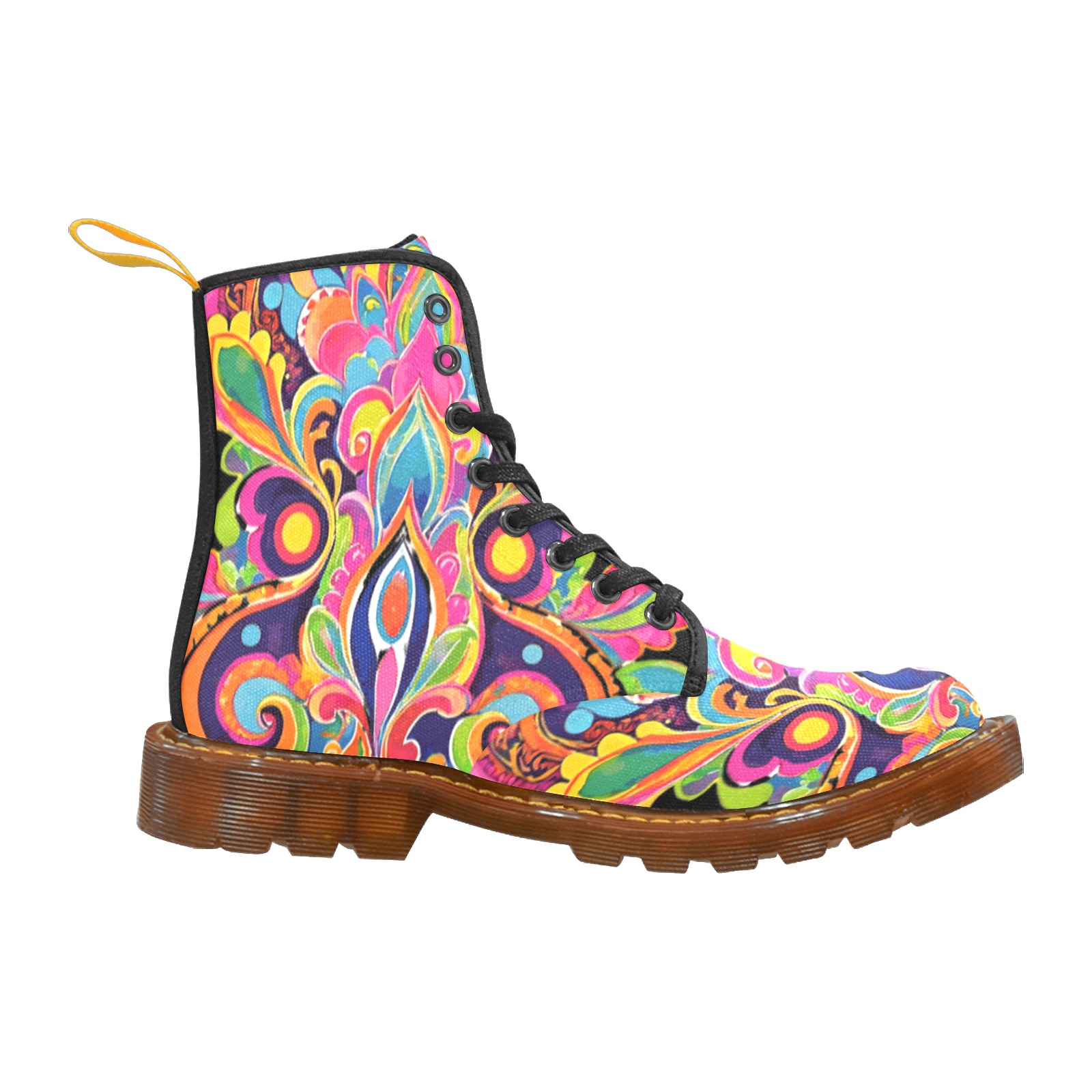 Abstract Retro Hippie Paisley Floral Martin Boots For Women Model 1203H