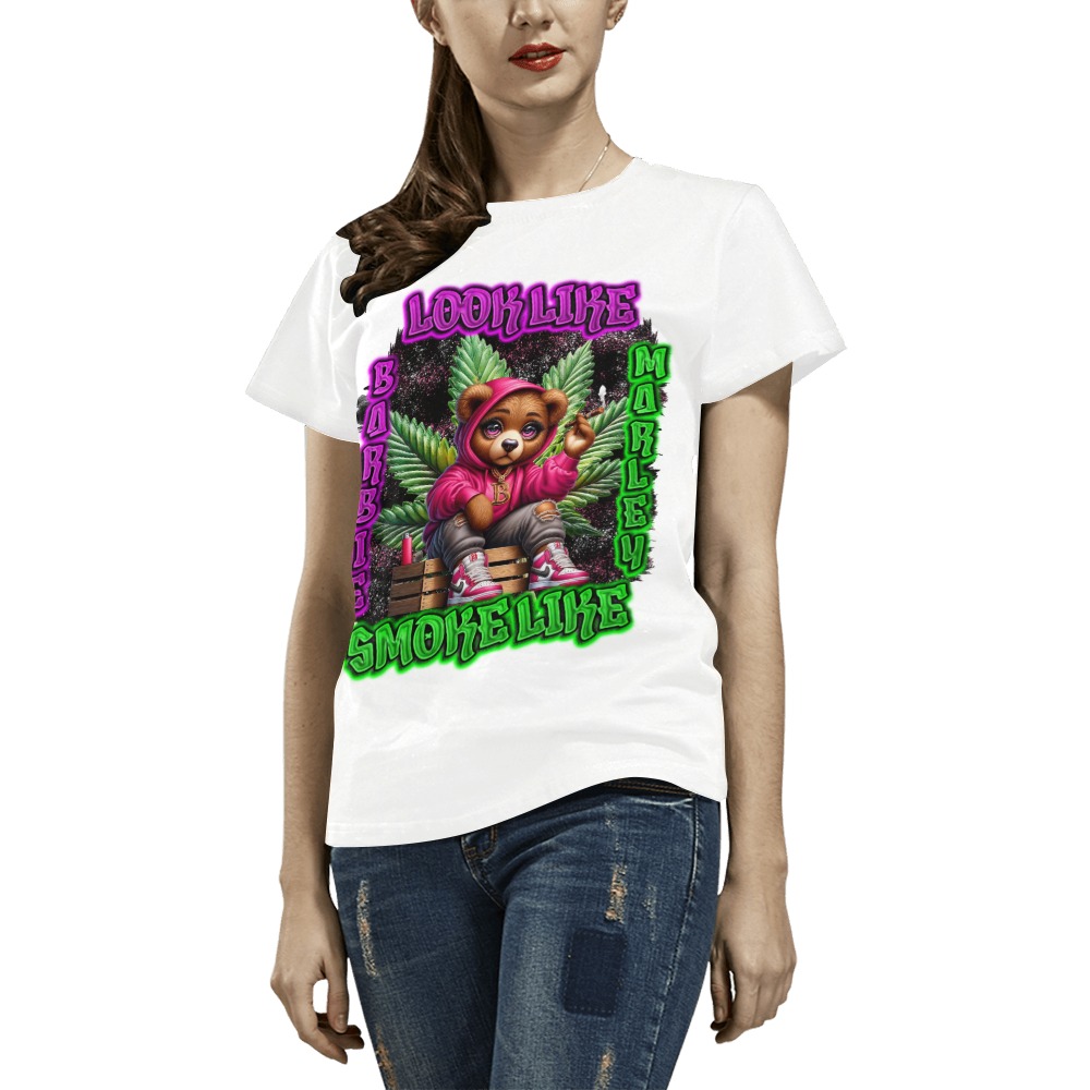 Look Like Barbie, Smoke Like Marley - All Over Print T-Shirt for Women (USA Size) (Model T40)