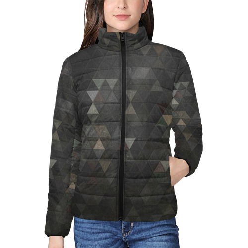 mosaic triangle 26 Women's Stand Collar Padded Jacket (Model H41)