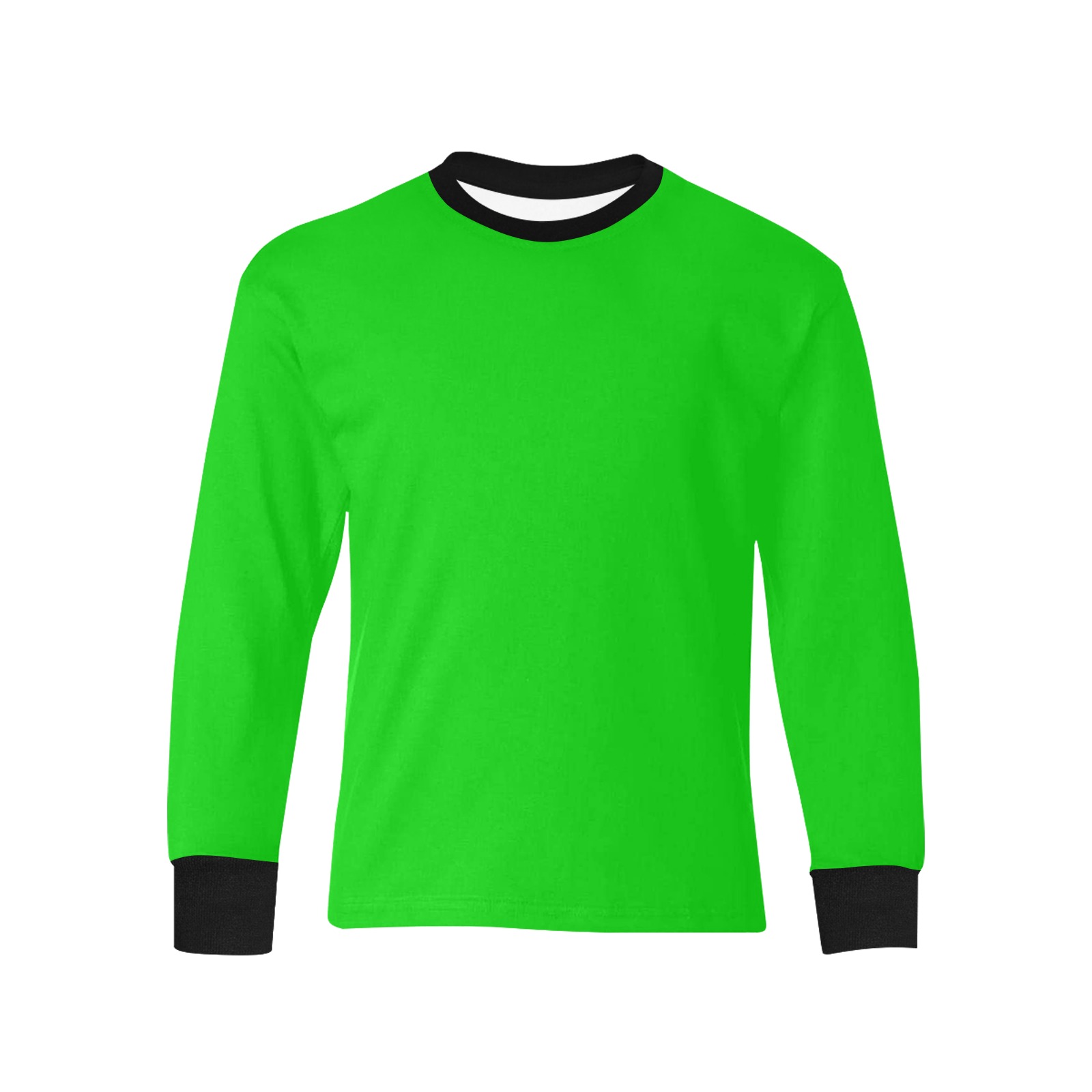 Merry Christmas Green Solid Color Kids' Rib Cuff Long Sleeve T-shirt (Model T64)