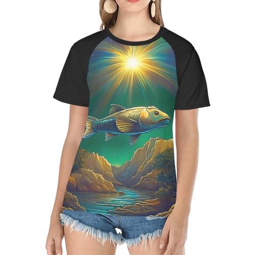 Celestial Swim Women's Raglan T-Shirt/Front Printing (Model T62)