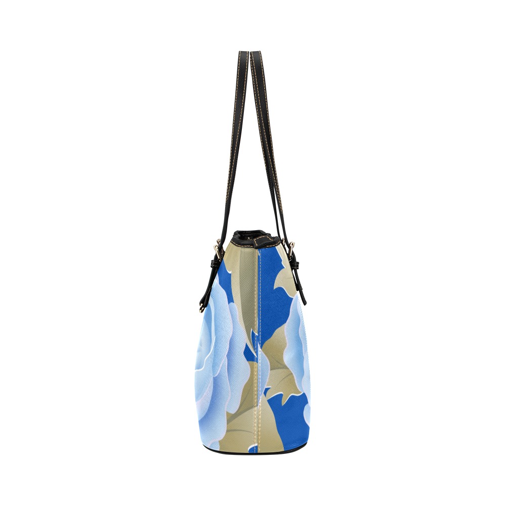 bolso rosas azules Leather Tote Bag/Small (Model 1651)