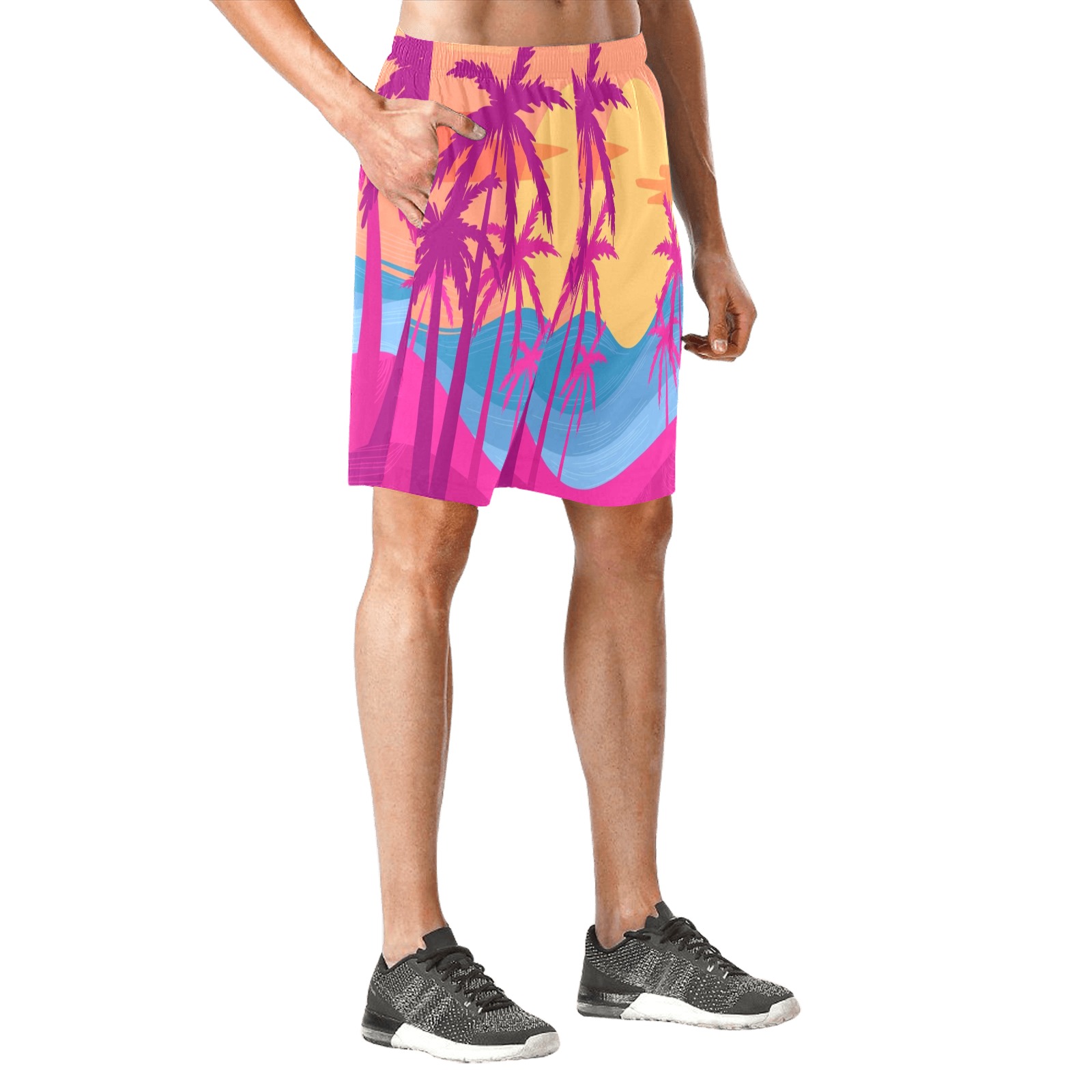 palm silhouettes collectable fly Men's All Over Print Elastic Beach Shorts (Model L20)
