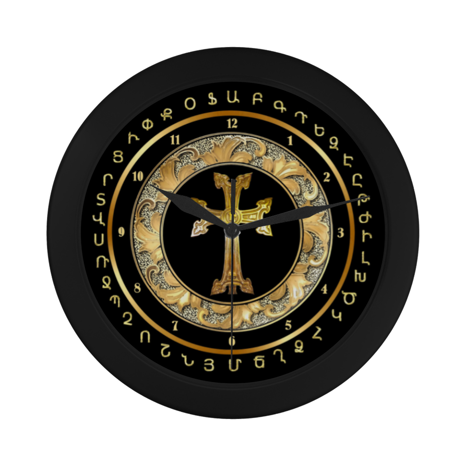 Armenian Cross and the Alphabet Circular Plastic Wall clock