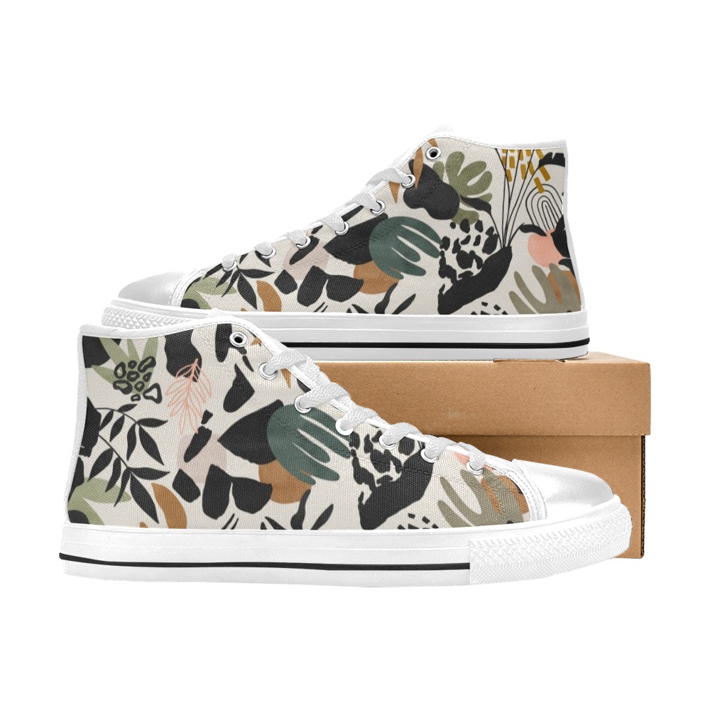Modern simple jungle 50 Women's Classic High Top Canvas Shoes (Model 017)
