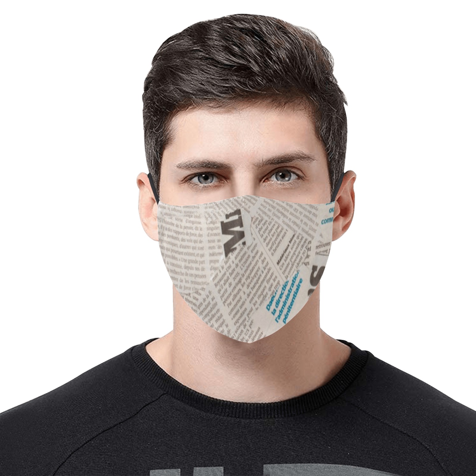 top-view-old-french-newspaper-pieces 3D Mouth Mask with Drawstring (Pack of 3) (Model M04)