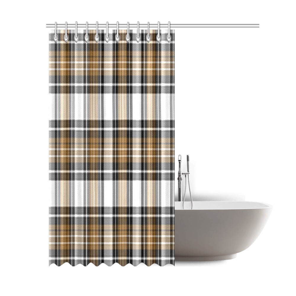 Brown Black Plaid Shower Curtain 69"x84"