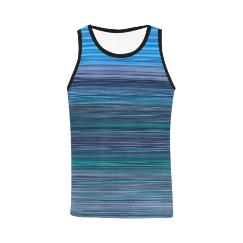 Abstract Blue Horizontal Stripes All Over Print Tank Top for Men (Model T43)