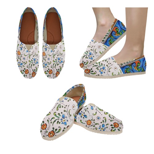Floral Women's Classic Canvas Slip-On (Model 1206)