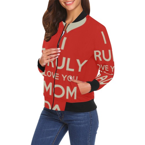 i-truly-love-you-mom-dad All Over Print Bomber Jacket for Women (Model H19)