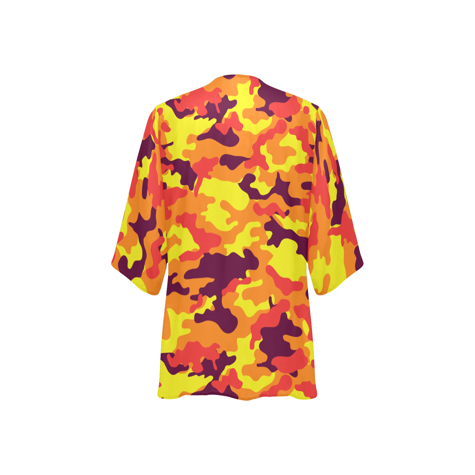 Streetwear Fashion Military Modern Fire hot Army Camouflage Women's Kimono Chiffon Cover Ups (Model H51)