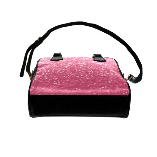 Magenta light pink red faux sparkles glitter Shoulder Handbag (Model 1634)