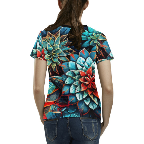flowers botanic art (8) all over print tshirt All Over Print T-Shirt for Women (USA Size) (Model T40)
