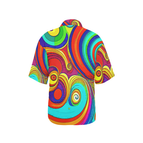 Colorful Groovy Rainbow Swirls All Over Print Hawaiian Shirt for Women (Model T58)