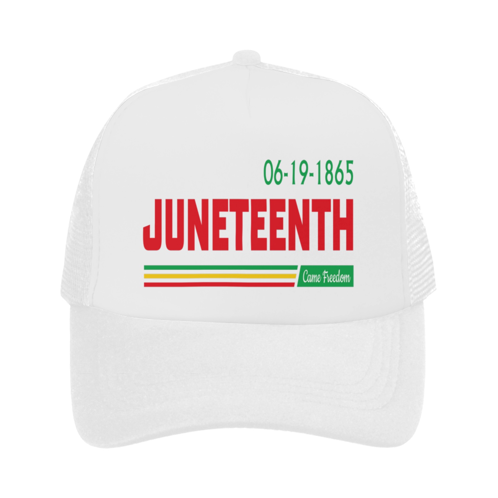 Juneteenth Text Hat White Trucker Trucker Hat