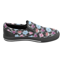 PATTERN MOSTRINIblack Women's Slip-on Canvas Shoes (Model 019)
