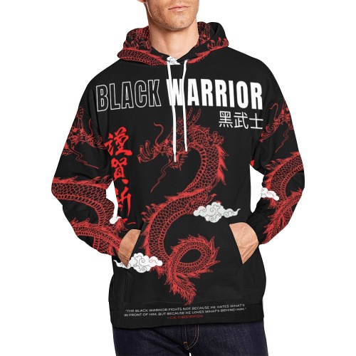 Black Warrior All Over Print Hoodie for Men (USA Size) (Model H13)