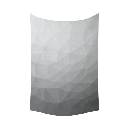 Grey Gradient Geometric Mesh Pattern Cotton Linen Wall Tapestry 60"x 90"