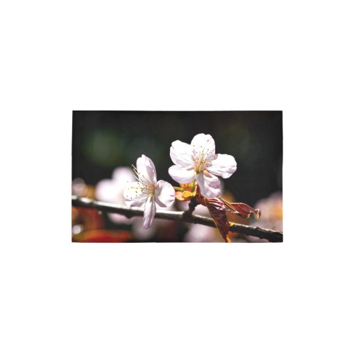 Sunlit sakura flowers. Play of light and shadows. Bath Rug 20''x 32''