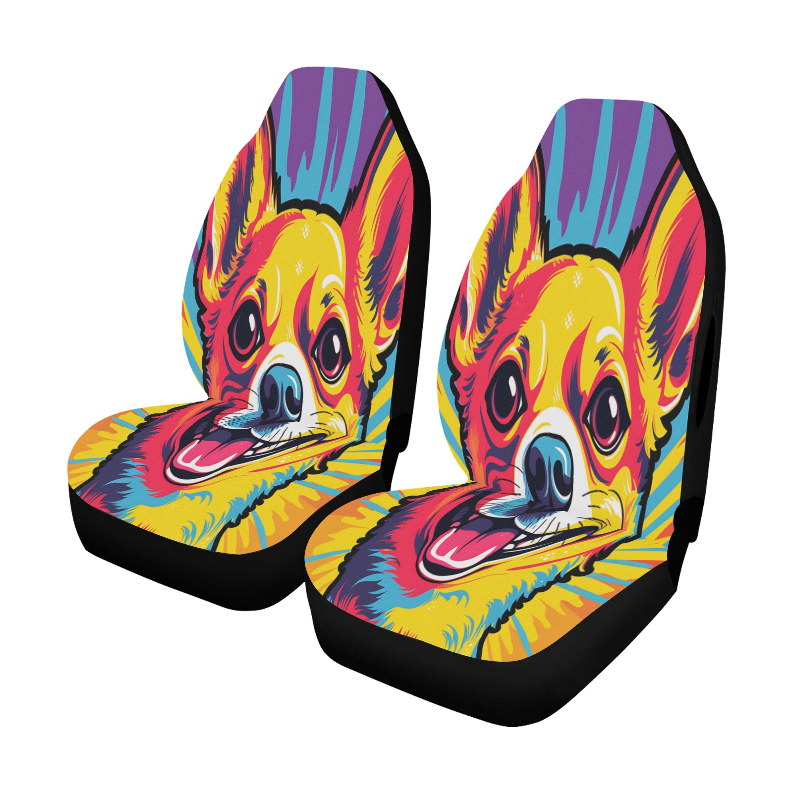 Chihuahua Pop Art Car Seat Cover Airbag Compatible (Set of 2)
