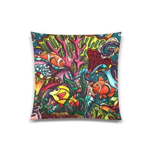 Tropical fish in coral reef Custom Zippered Pillow Case 20"x20"(Twin Sides)